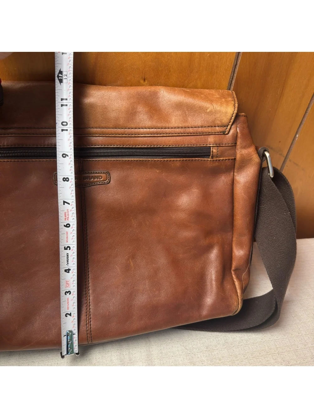 Fossil Genuine Leather Messenger Bag Brown Work Satchel Briefcase 16x12